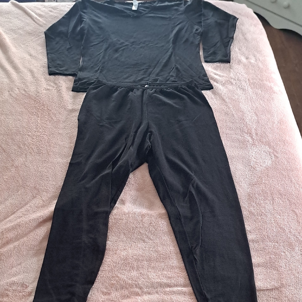 Women's Black Long Underwear Set